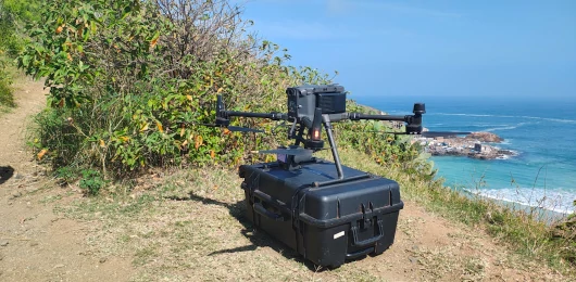 Aerolevantamento por drone e estação total para topografia de precisão